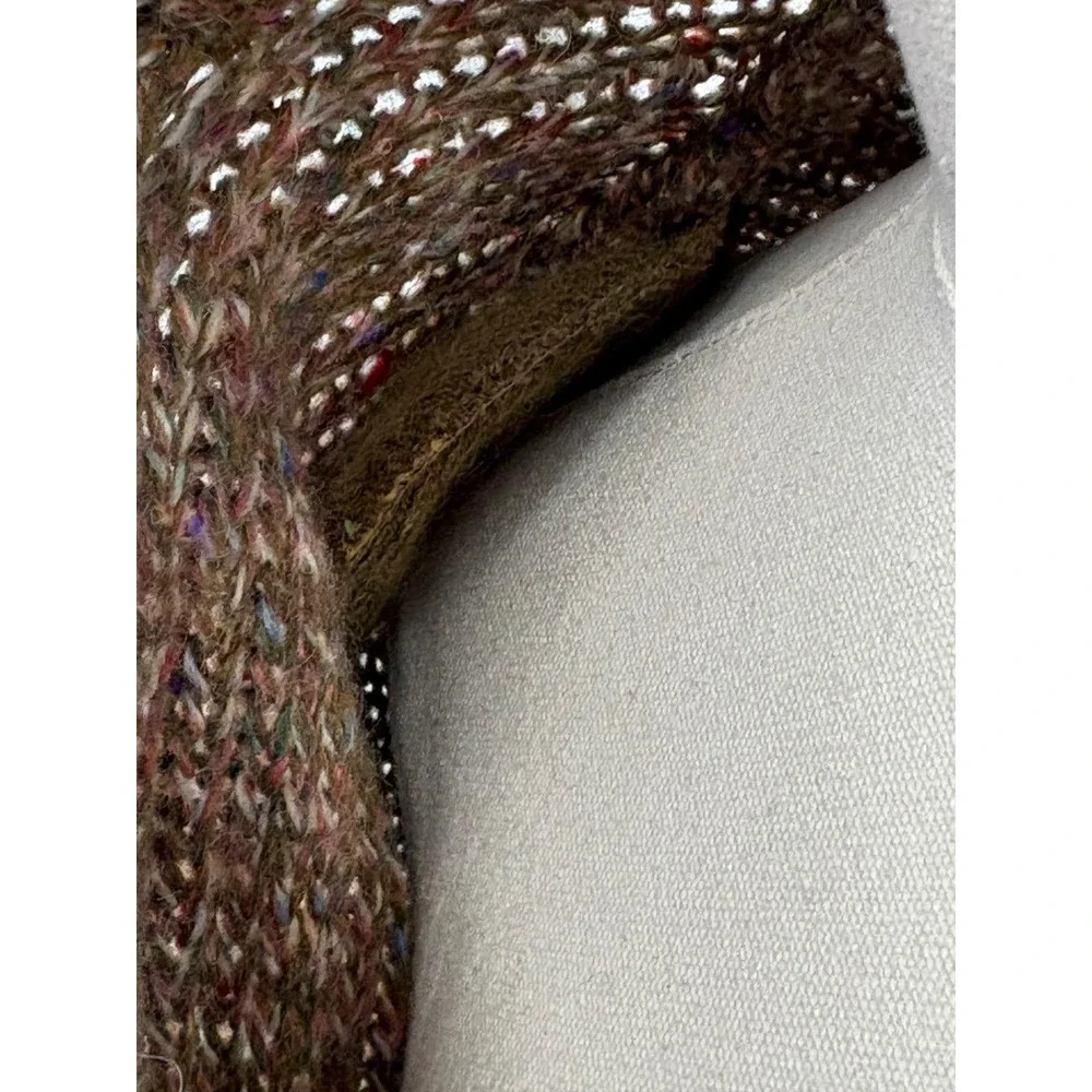 Vintage Joyce Cardigan‎ Brown Multi Double Breasted Ribbed Shoulder Pads